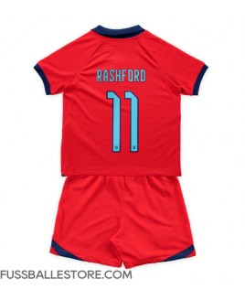 Günstige England Marcus Rashford #11 Auswärts Trikotsatzt Kinder WM 2022 Kurzarm (+ Kurze Hosen)
